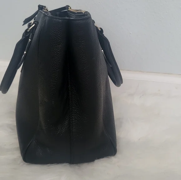 Kate Spade Black Leather Leighann Satchel / Tote Handbag (Mulberry Street) - Picture 4 of 14